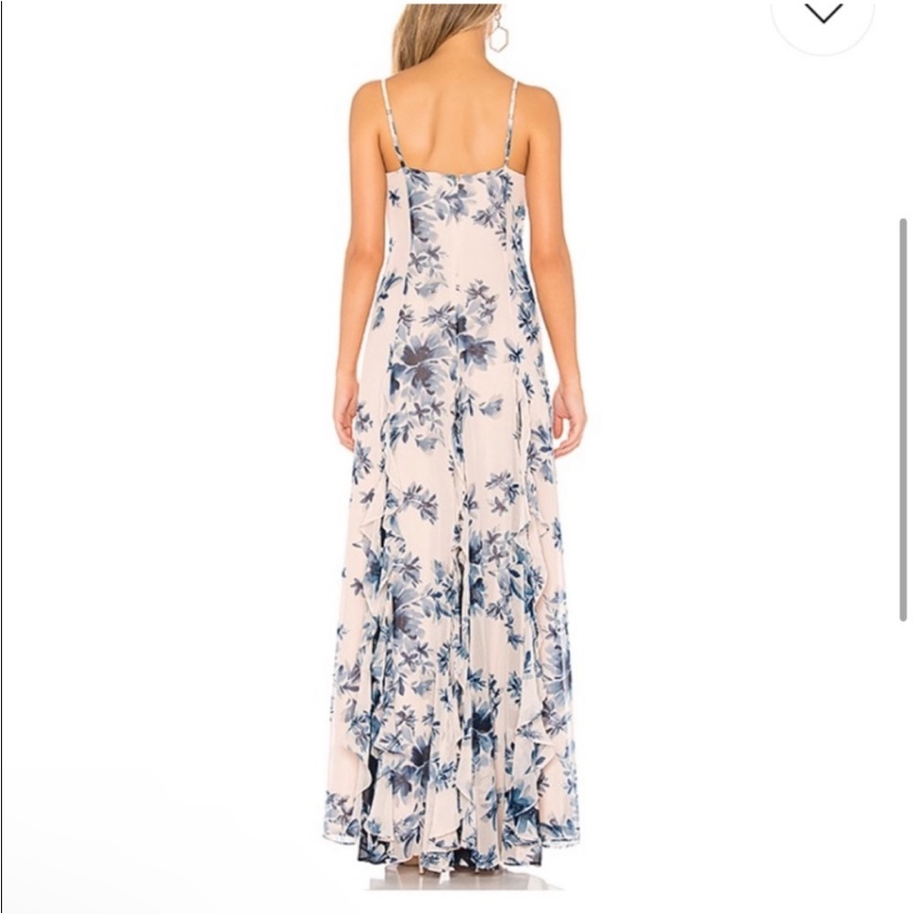 NWT BCBG Maxazria Floral Divine Peach Bloom Godet Ruffle Maxi Gown Dress 10 - Picture 3 of 9